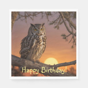 Owl at Sunset Napkin