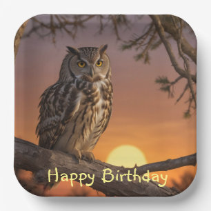 Owl at Sunset Paper Plate