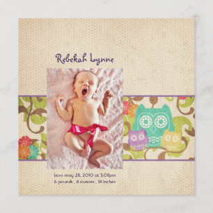 Owl Baby Birth Announcements