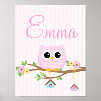 Owl Baby Girl personalized poster