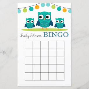 Owl baby shower bingo card,baby shower bingo