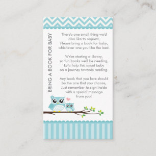 Owl Baby Shower Blue Bring a Book Shower Insert