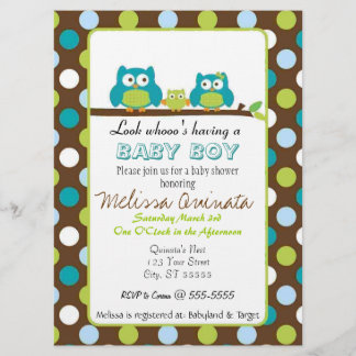 Owl Baby Shower BOY Invites