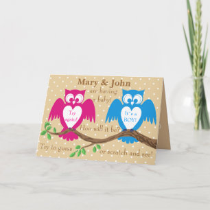 Owl baby shower gender reveal invitation