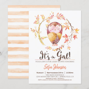 Owl Baby Shower Girl Invitation