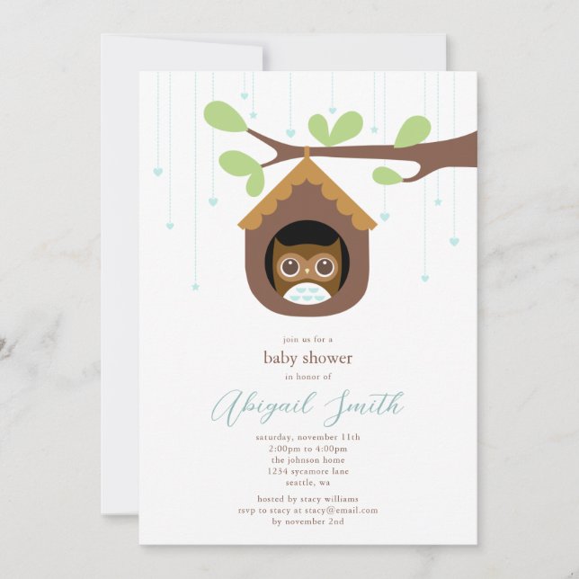 Owl Baby Shower Invitation (Front)