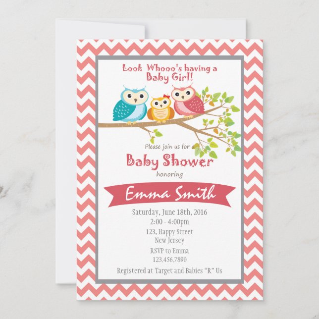Owl Baby Shower Invitation (Front)