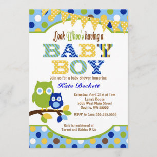 Owl Baby Shower Invitations for Baby Boy
