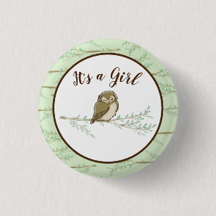 Owl Baby Shower Woodland 1 Inch Round Button