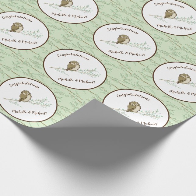 Owl Baby Shower Woodland Wrapping Paper (Corner)