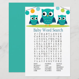 Owl Baby Shower Word Search Game
