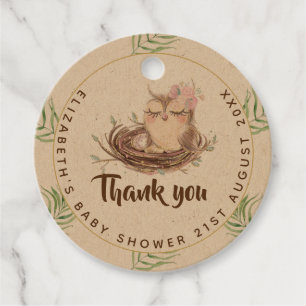 Owl Baby Thank You Gift Tags Favours Boy Girl