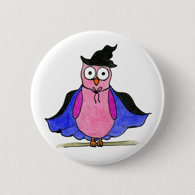 Owl Badge 2 Inch Round Button (Front)