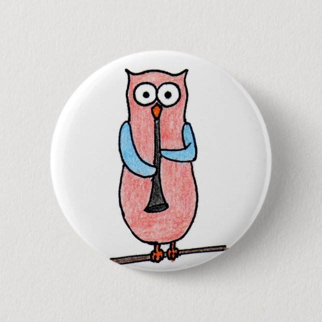 Owl Badge 2 Inch Round Button (Front)