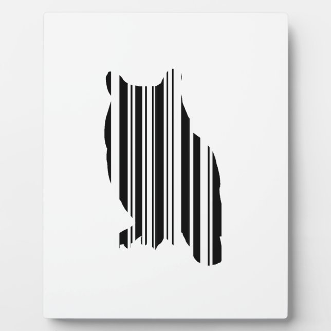 OWL BAR CODE Bird Barcode Avian Design Pattern Plaque (Front)