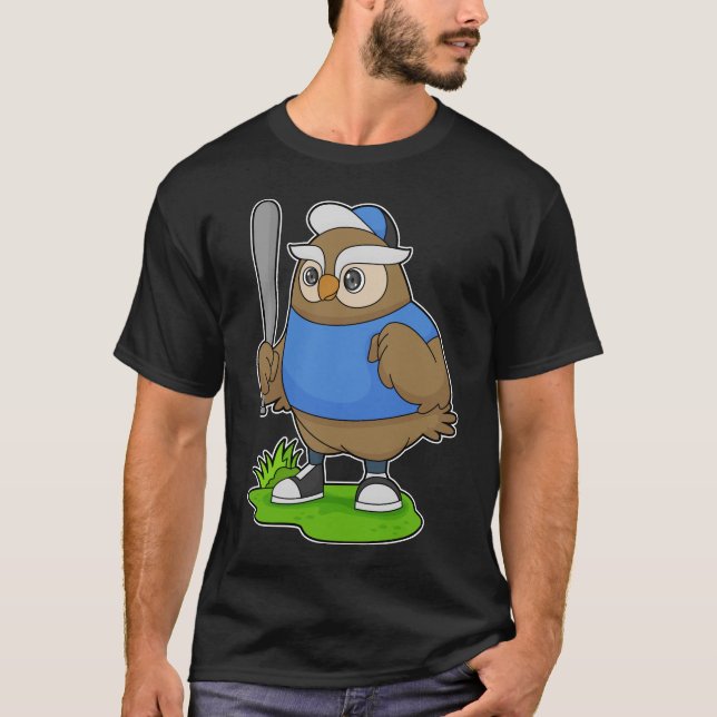 Owl Baseball Baseball bat T-Shirt (Front)