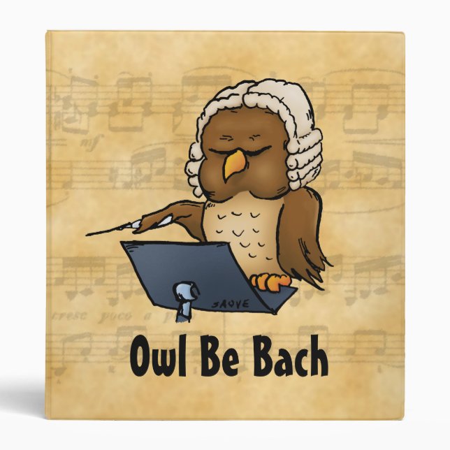 Owl Be Bach Funny Music Classeur de dessin animé (Devant)