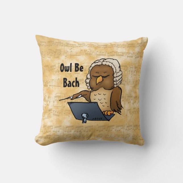 Owl Be Back Funny Cartoon Throw Pillow (Front)