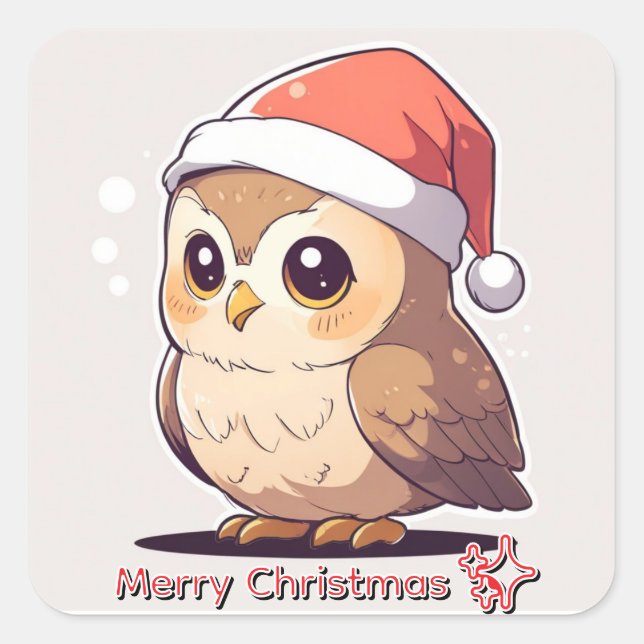 Owl Be Home for Christmas" Funny Santa Hat Sticker (Front)