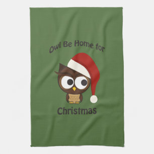 Owl be home for Christmas! Kitchen Towel