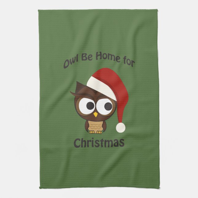 Owl be home for Christmas! Kitchen Towel (Vertical)