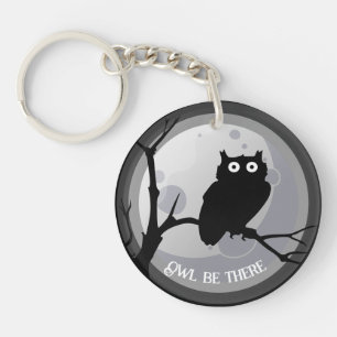 Owl be there Owl black and white Keychain