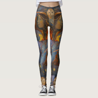 Owl Bear Wisdom Strength Spirit Maureen Girard Leggings