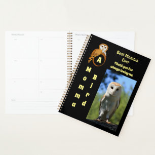 Owl Best Momma Ever Cartoon Photo Name Planner