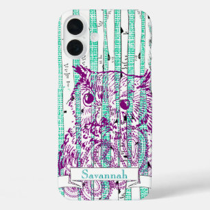 Owl Birch Tree linen Personalize iphone Case