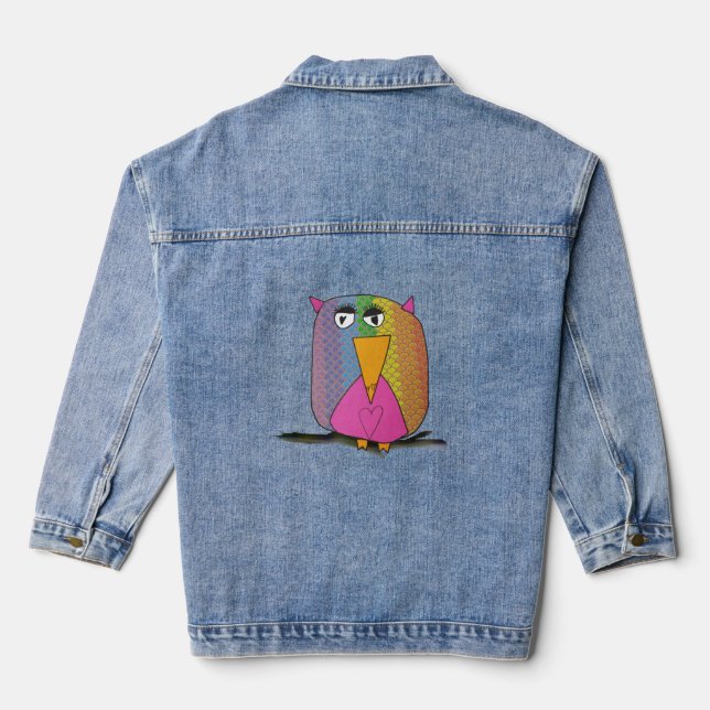 Owl Bird "Art by Kids" Denim Jacket (Back)