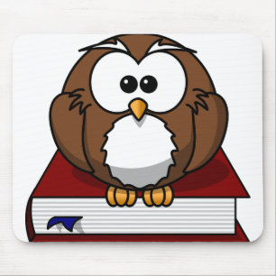Owl Bird Book Wise Nature Character Wild Wisdom Mouse Pad