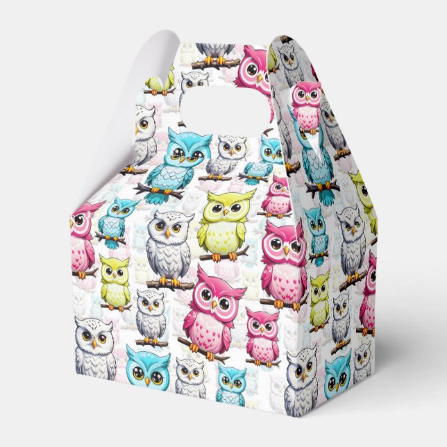 Owl Bird Colourful Design  Favor Box (Front Side)