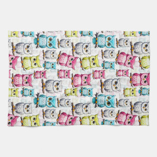 Owl Bird Colourful Design  Kitchen Towel