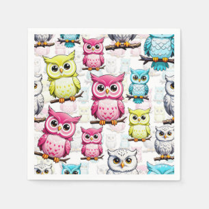 Owl Bird Colourful Design Napkin