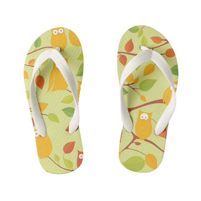 owl bird pattern wild cartoon sandals flip flops (Footbed)