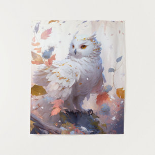 Owl Bird Portrait Animal Painting Wildlife Forest Tapestry