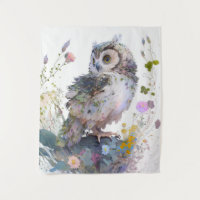 Owl Bird Portrait Animal Painting Wildlife Forest