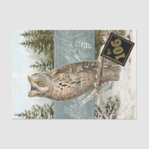 Owl Bird Snowy Forest Pinecone Number Decoupage  Tissue Paper