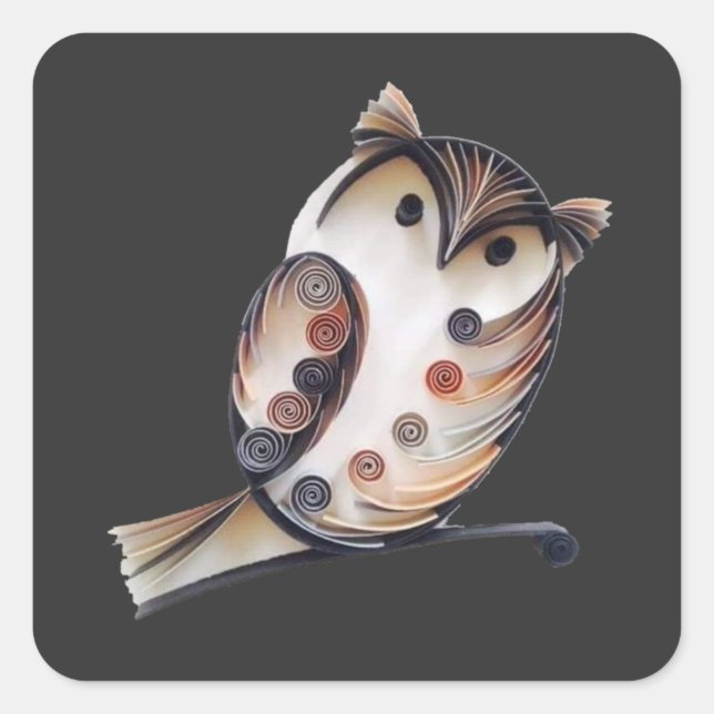 owl bird square sticker (Front)