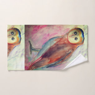 Owl Bird Watercolor art  Bath Towel Set