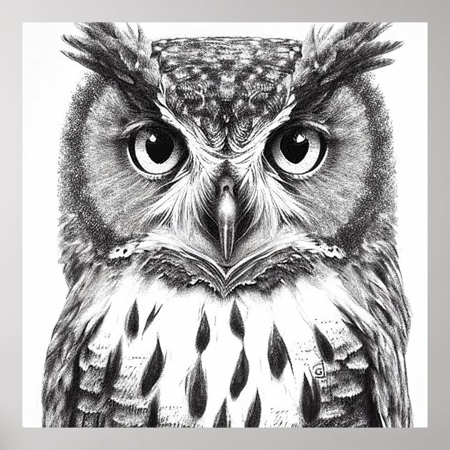 Owl Bird Wild Nature Animal Illustration Art  Poster (Front)