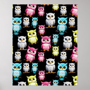 Owl Birds Cute Design Poster
