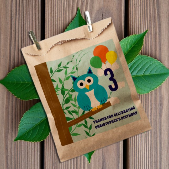 Owl Birthday Favour Bag (Creator Uploaded)