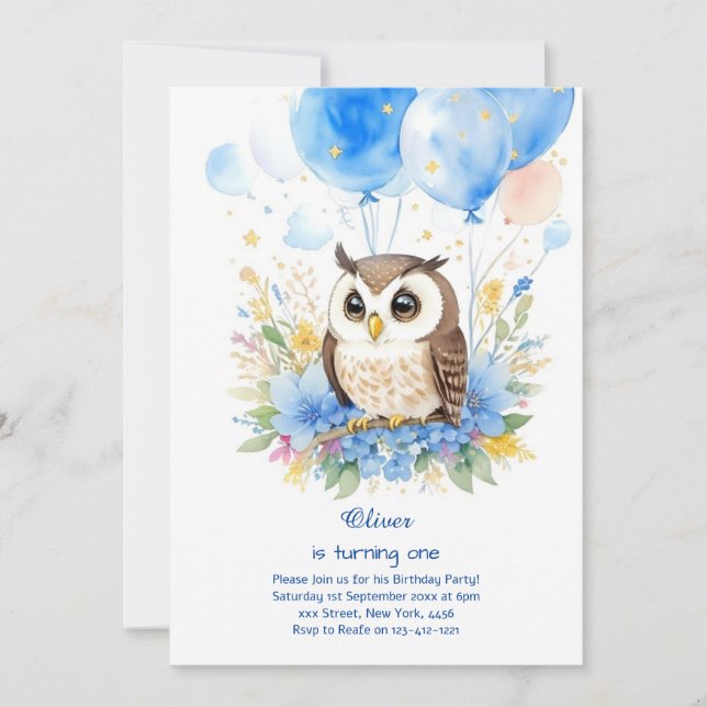 Owl Birthday Invitation (Front)