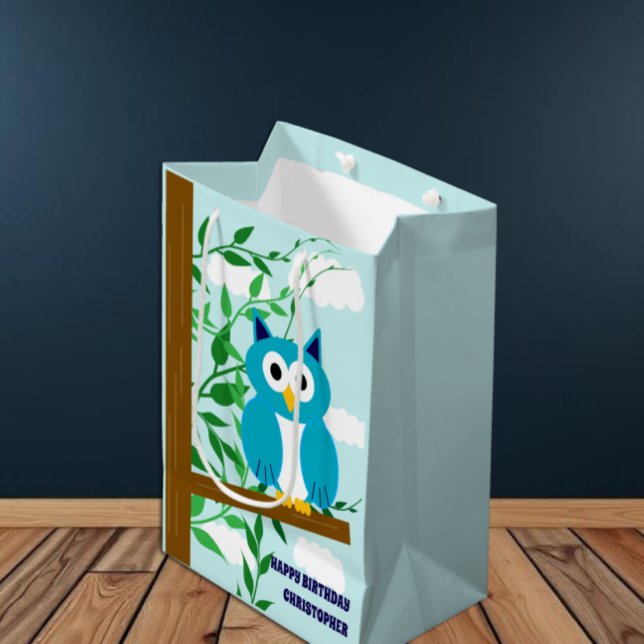 Owl Birthday Medium Gift Bag (Creator Uploaded)