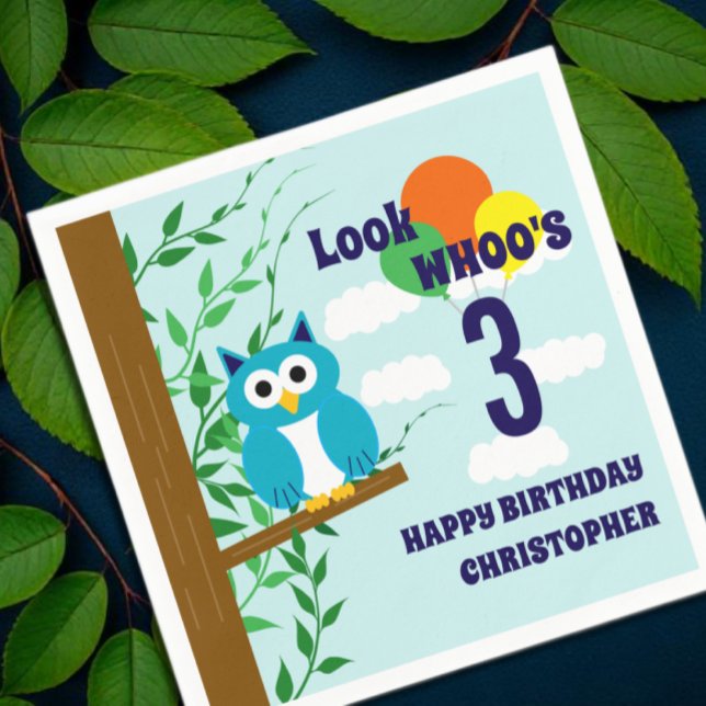 Owl Birthday Napkin (Creator Uploaded)