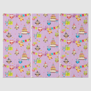 owl birthday party cake cute tissue paper