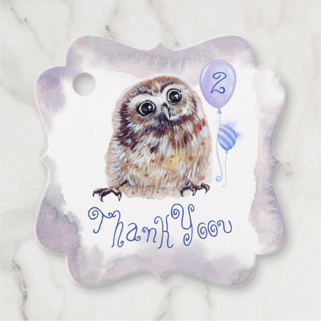 Owl Birthday Party Favour Tags (Front)