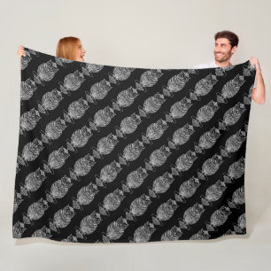Owl (black) - Fleece Blanket