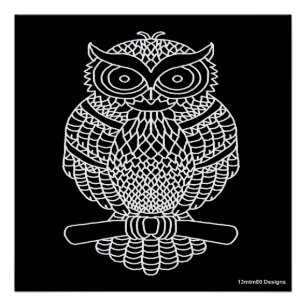 Owl (black) - Poster Print